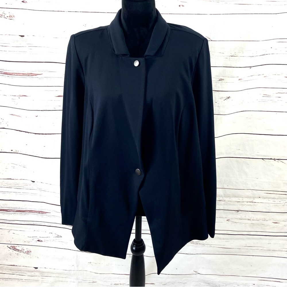 LOGO‎ Lori Goldstein Jacket Women’s 1X Black Two Buttons Long Sleeves Ponte.
